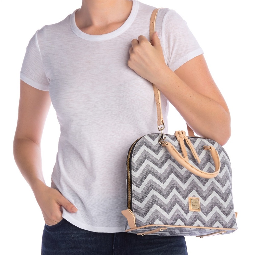 SOLD— New Dooney & Bourke zip zip Chevron Satchel